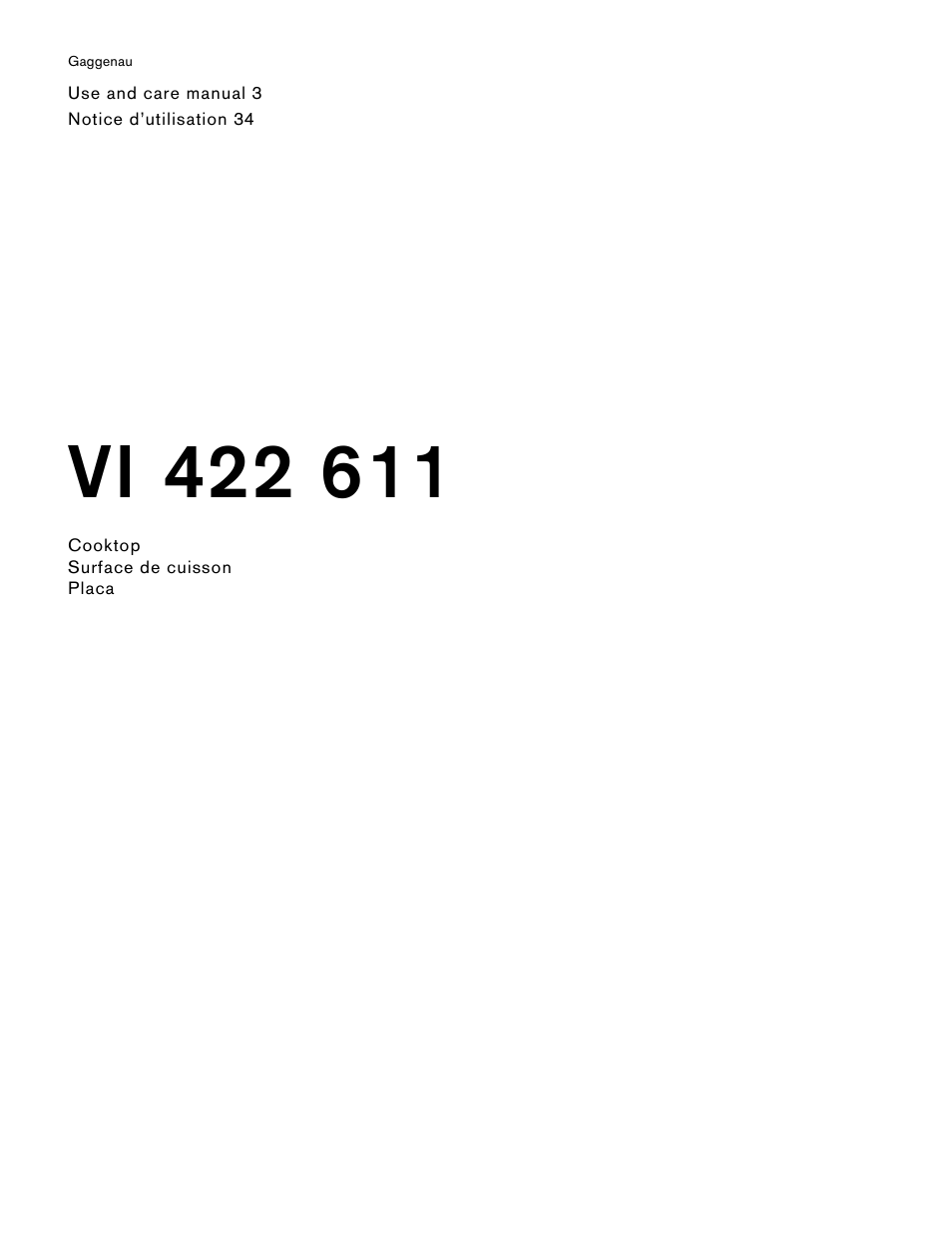 Gaggenau 15 Inch Induction Cooktop Instructions User Manual | 68 pages