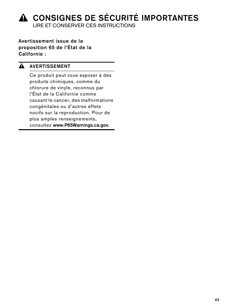 9 avertissement, 9consignes de sécurité importantes | Gaggenau 15 Inch Induction Cooktop Instructions User Manual | Page 43 / 68