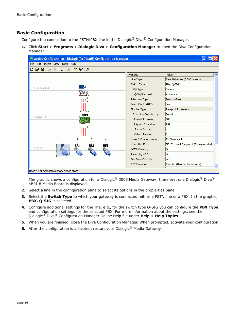 Basic configuration | Dialogic 4000 User Manual | Page 16 / 32