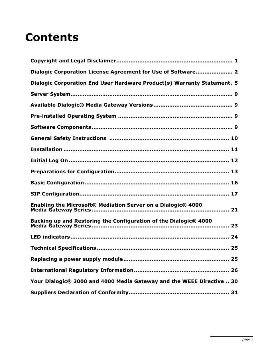 Dialogic 4000 User Manual | Page 7 / 32