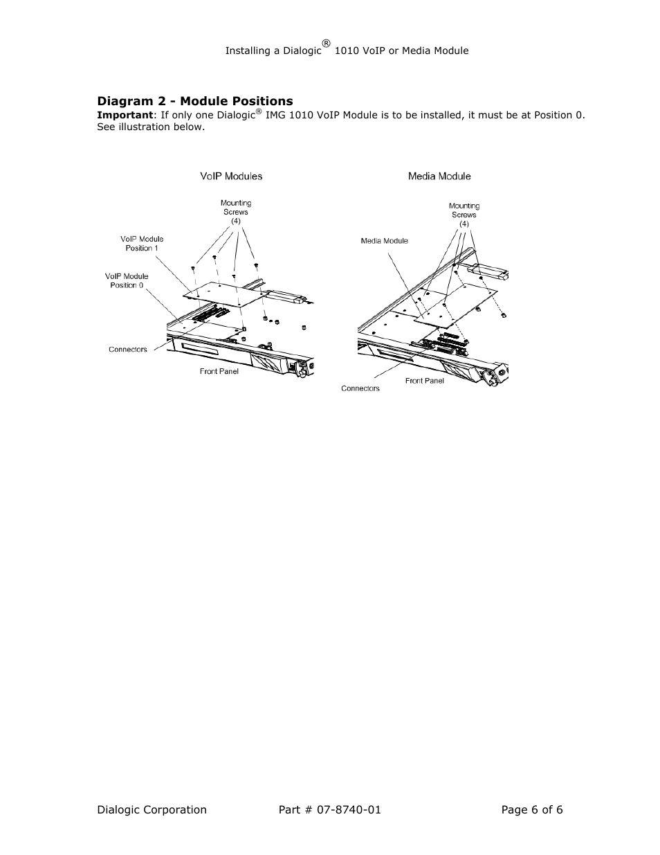 Dialogic Integrated Media Gateways IMG 1010 User Manual | Page 6 / 6