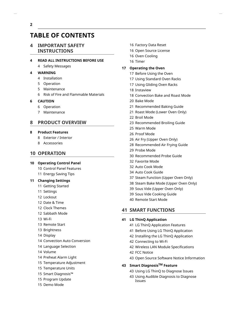 LG Studio 30 Inch Smart Double Electric Wall Oven Owners Guide User Manual | Page 2 / 140