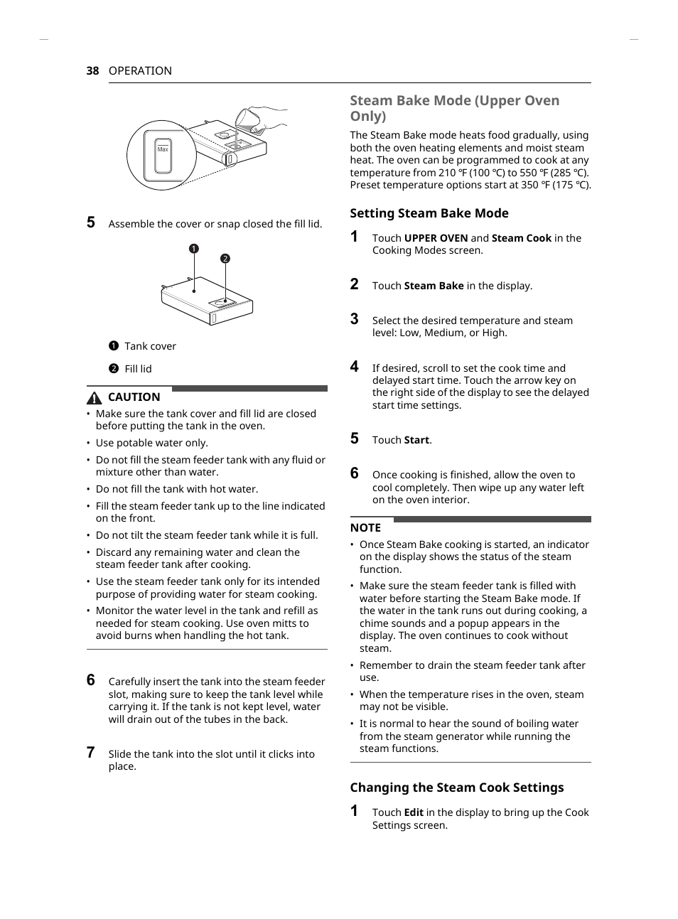 Steam bake mode (upper oven only) | LG Studio 30 Inch Smart Double Electric Wall Oven Owners Guide User Manual | Page 38 / 140