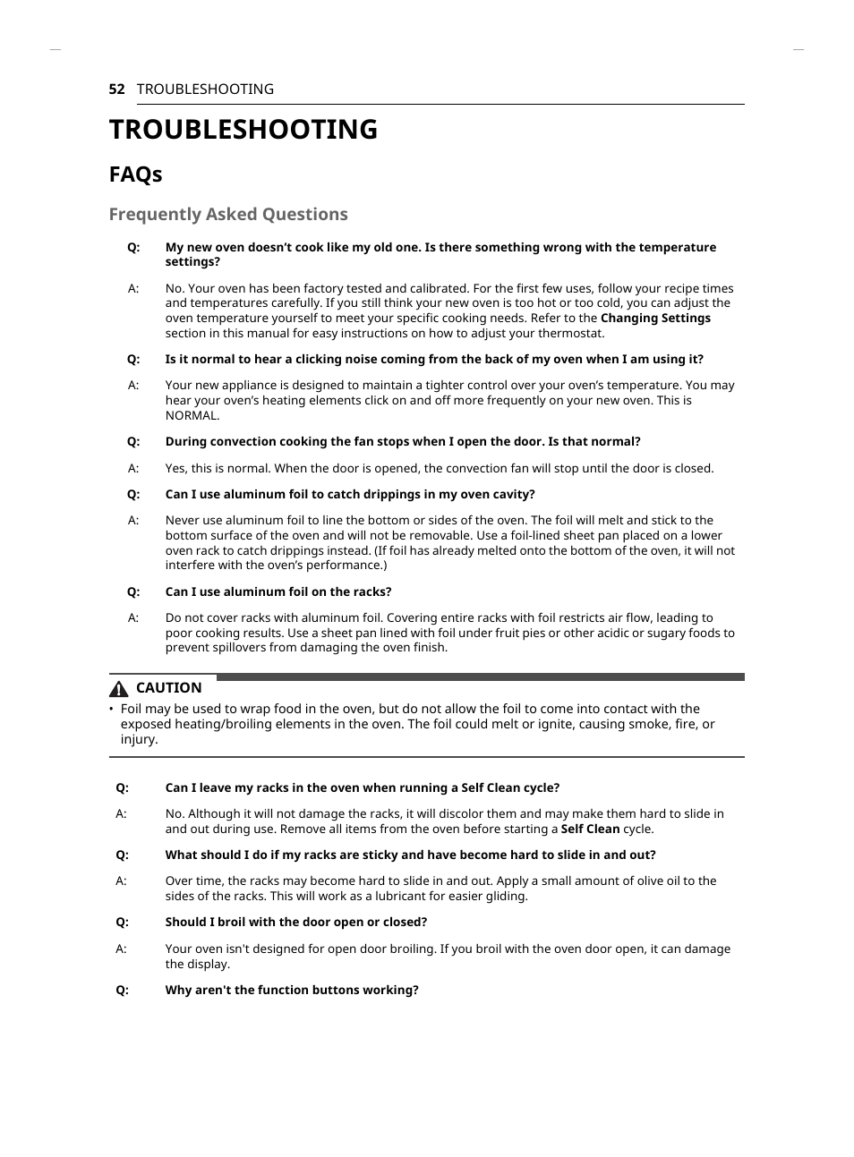 Troubleshooting, Faqs, Frequently asked questions | LG Studio 30 Inch Smart Double Electric Wall Oven Owners Guide User Manual | Page 52 / 140