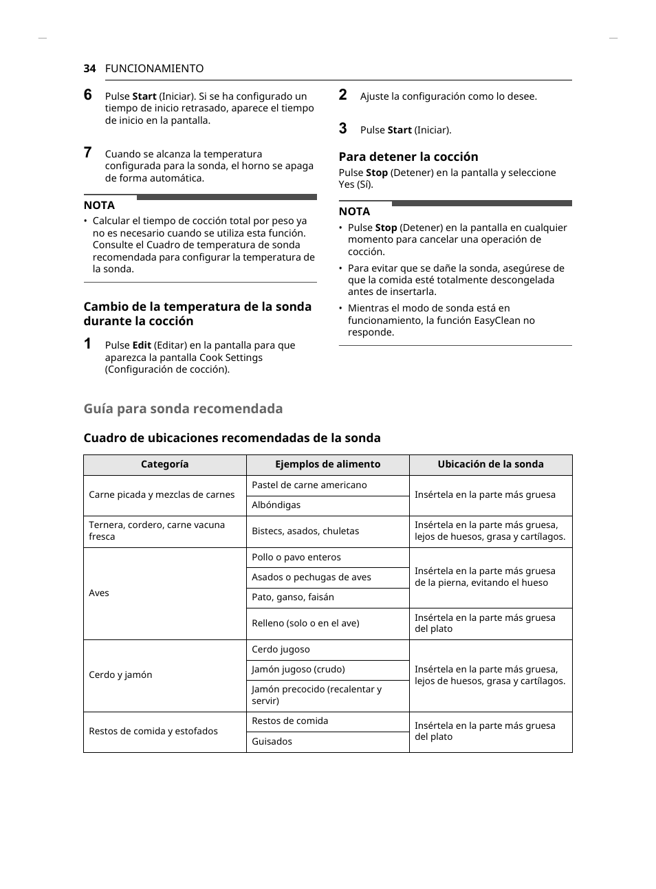 Guía para sonda recomendada | LG Studio 30 Inch Smart Double Electric Wall Oven Owners Guide User Manual | Page 98 / 140