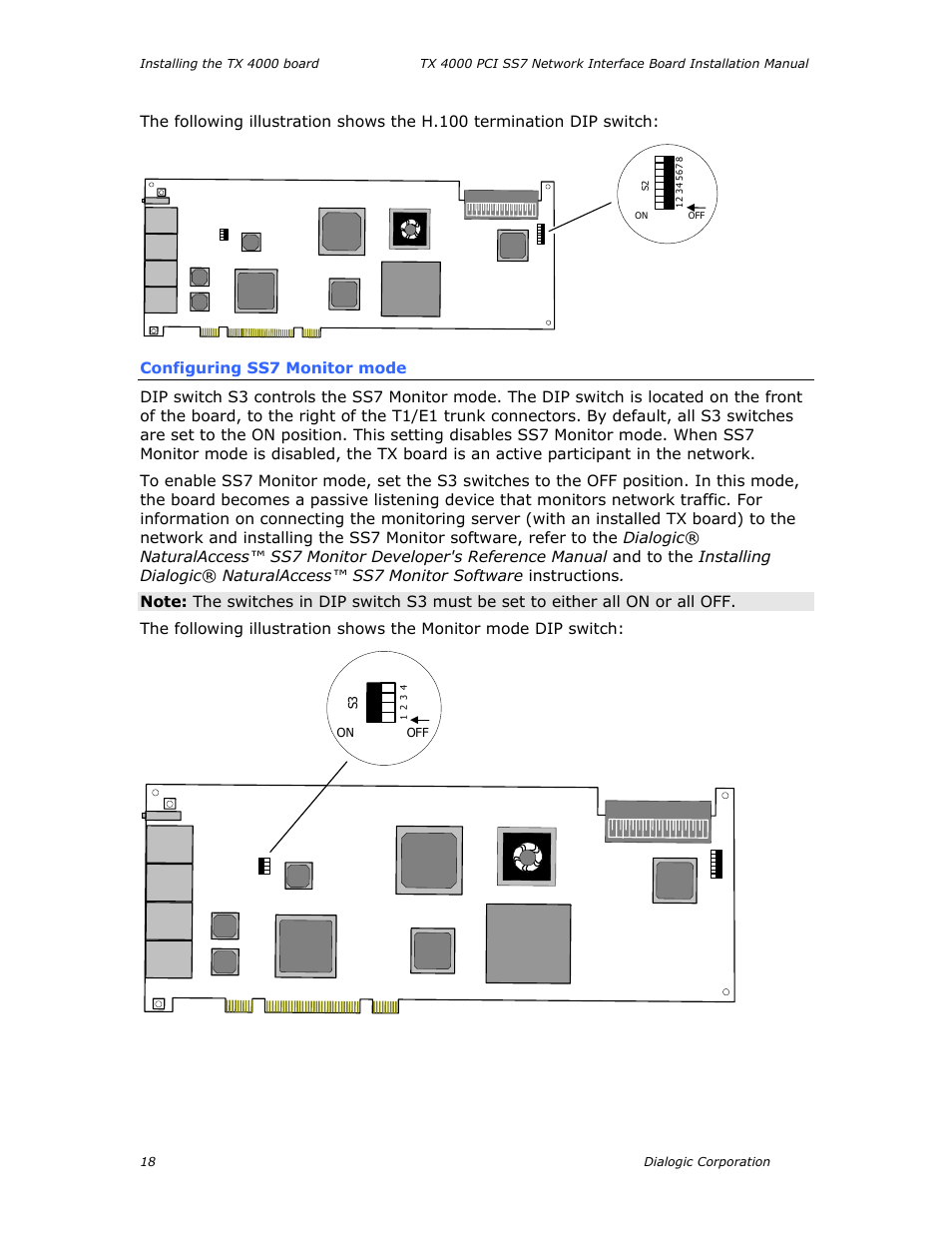 Configuring ss7 monitor mode | Dialogic TX4000 PCI SS7 User Manual | Page 18 / 48