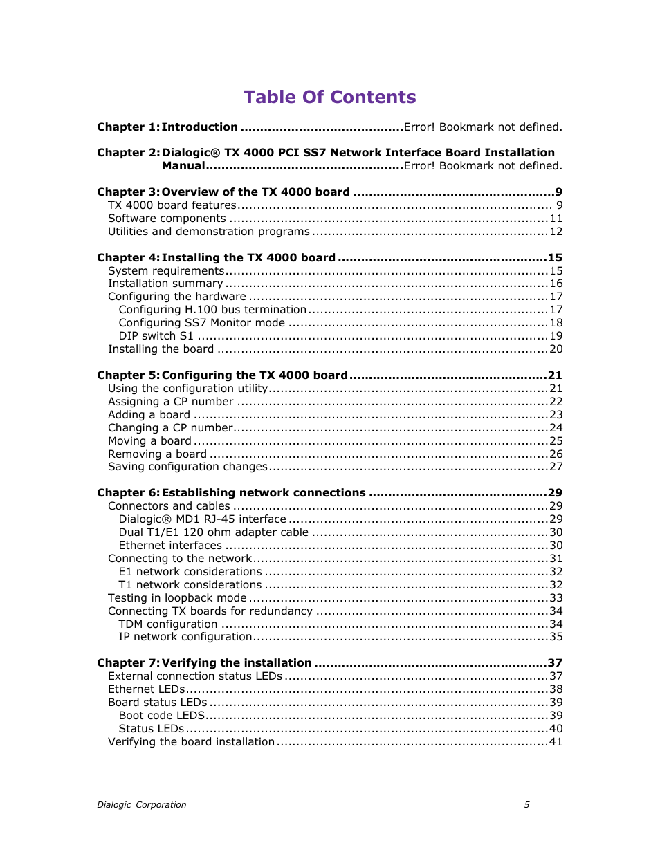 Dialogic TX4000 PCI SS7 User Manual | Page 5 / 48