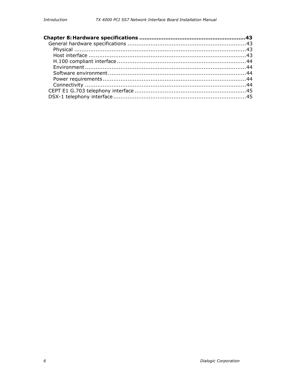 Dialogic TX4000 PCI SS7 User Manual | Page 6 / 48