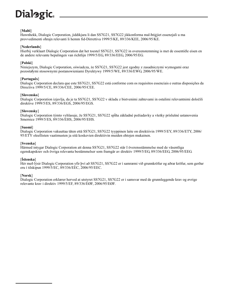 3 fcc part 68 statement - usa, Fcc part 68 statement - usa | Dialogic SS7G21 User Manual | Page 26 / 91