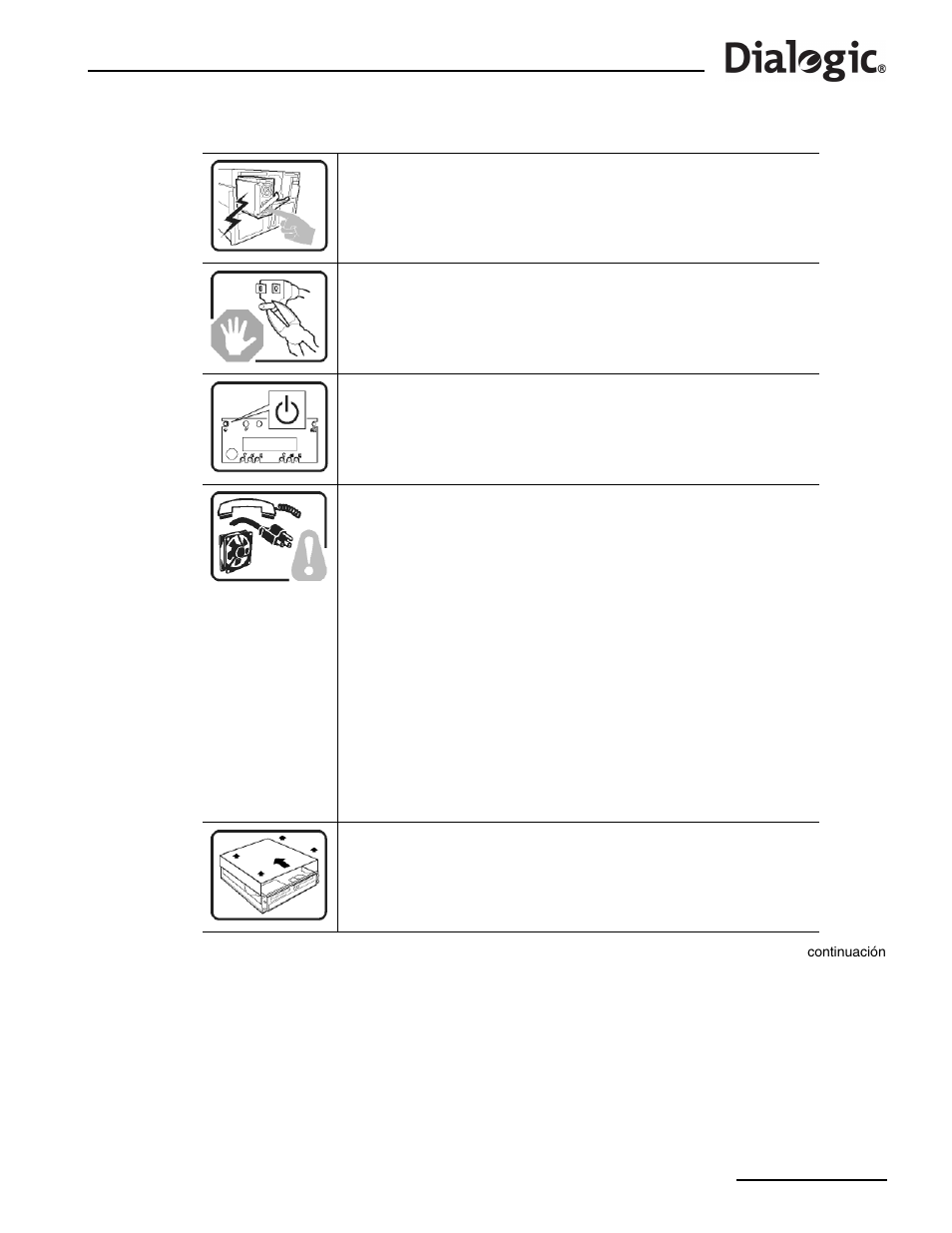 5 advertencia: español | Dialogic SS7G21 User Manual | Page 77 / 91