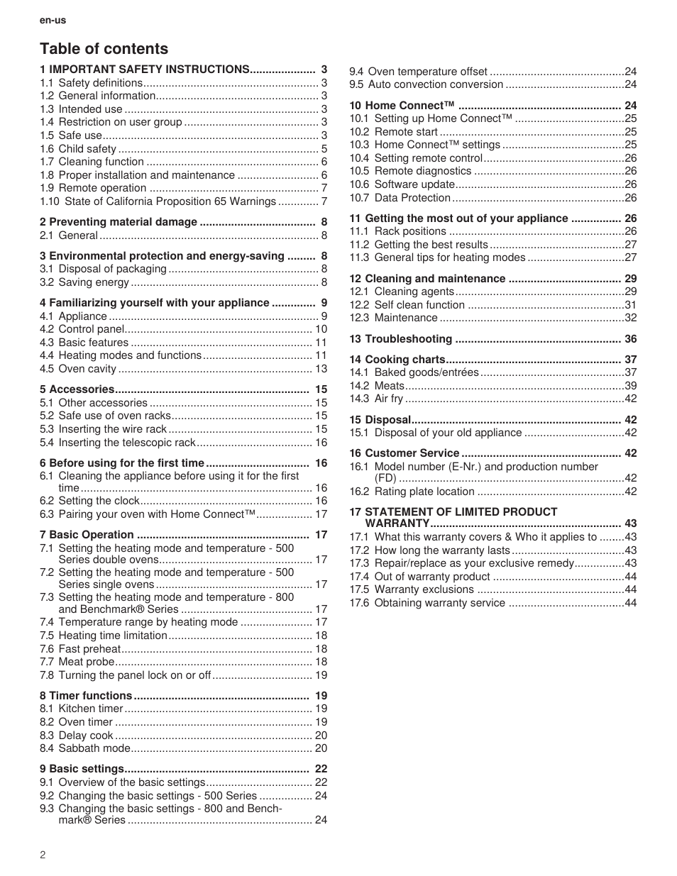 Bosch 500 Series 30 Inch Double Speed Combination Electric Wall Oven Use and Care Manual User Manual | Page 2 / 96