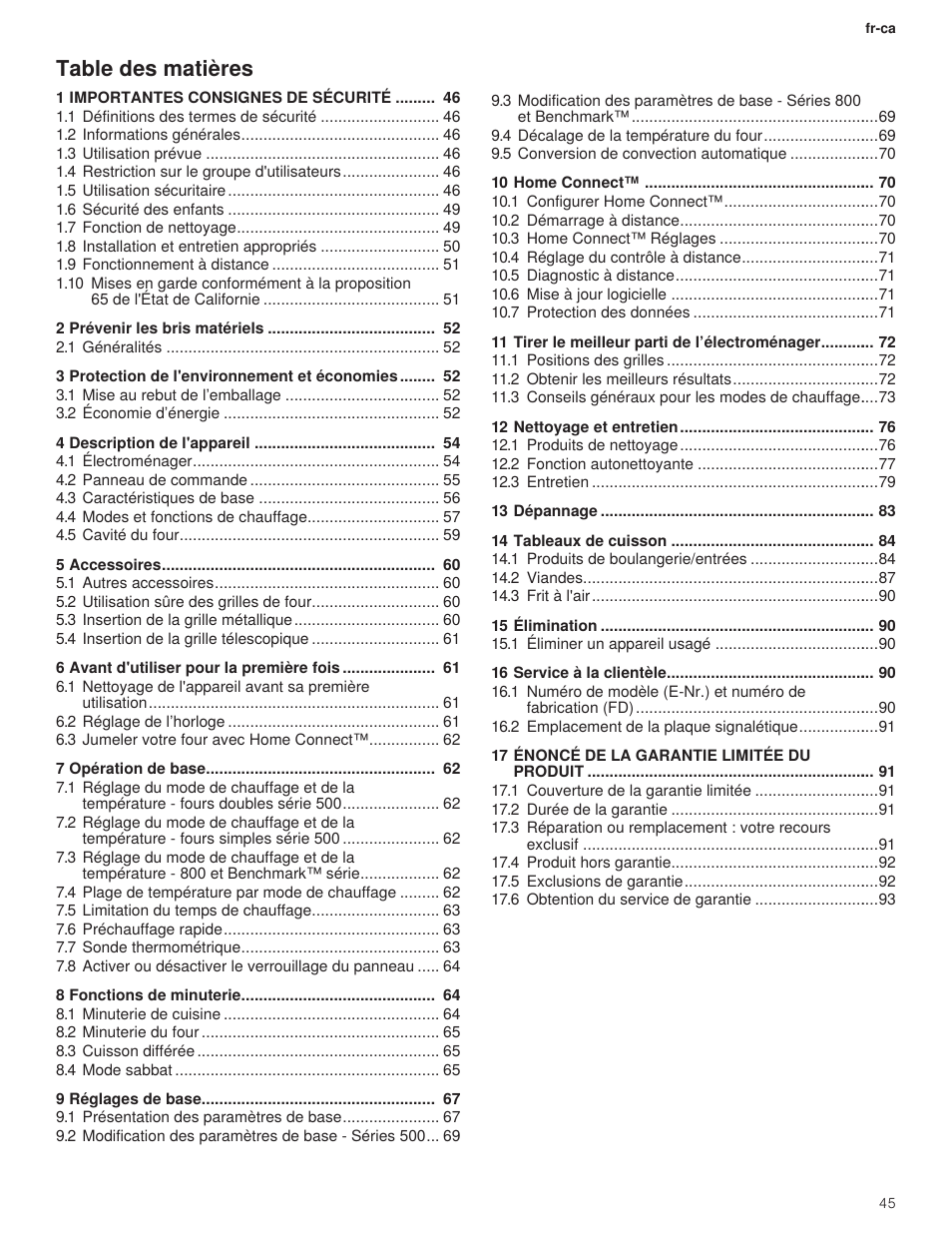 Bosch 500 Series 30 Inch Double Speed Combination Electric Wall Oven Use and Care Manual User Manual | Page 45 / 96