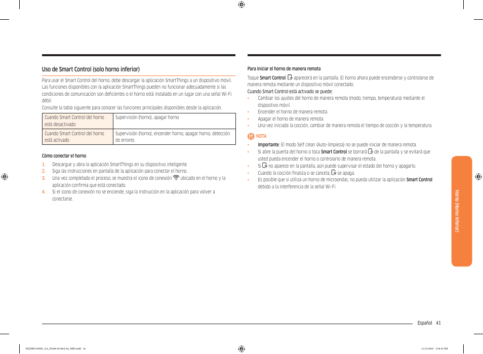 Uso de smart control (solo horno inferior) | Samsung 30 Inch Microwave Combination Smart Wall Oven Owner Manual User Manual | Page 101 / 180