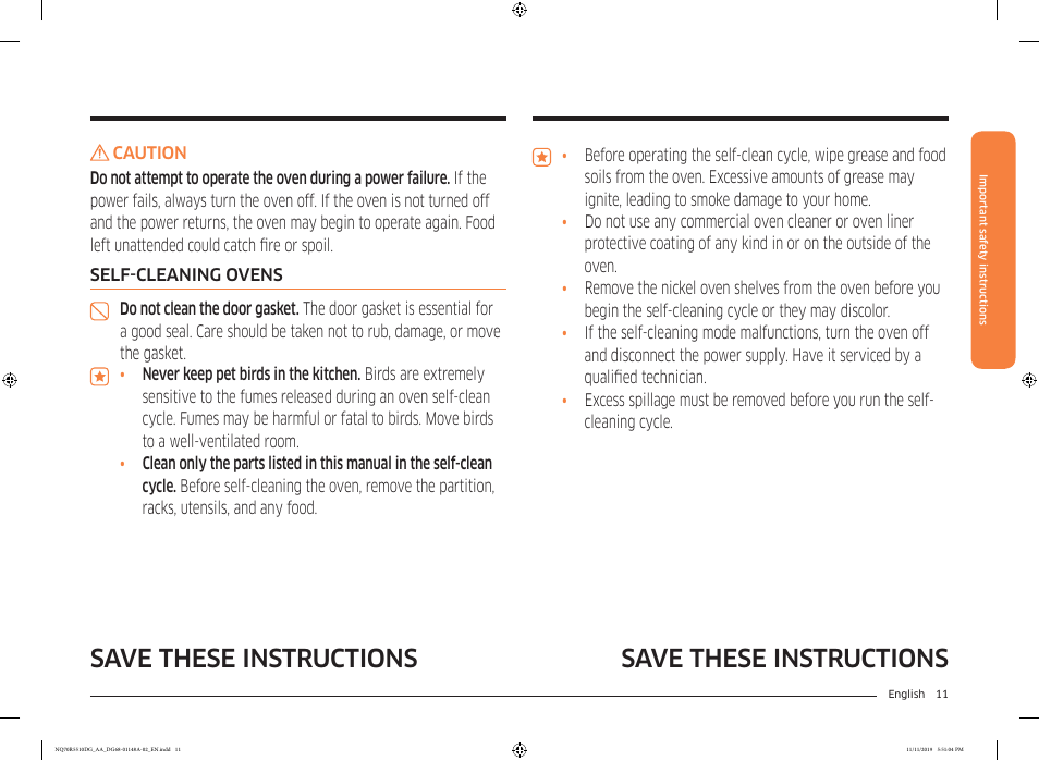 Save these instructions | Samsung 30 Inch Microwave Combination Smart Wall Oven Owner Manual User Manual | Page 11 / 180