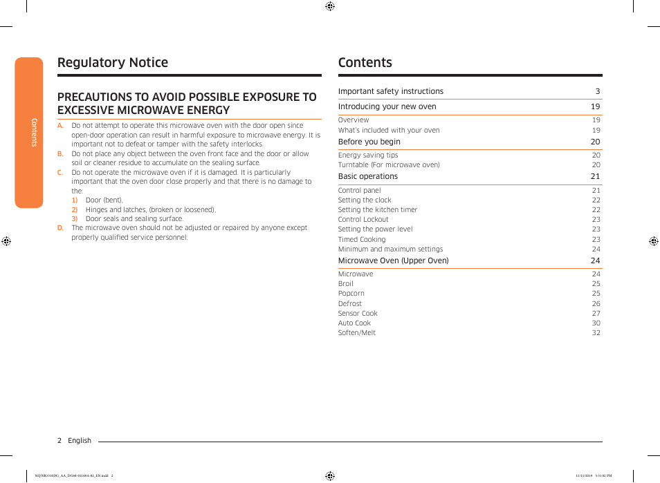 Samsung 30 Inch Microwave Combination Smart Wall Oven Owner Manual User Manual | Page 2 / 180