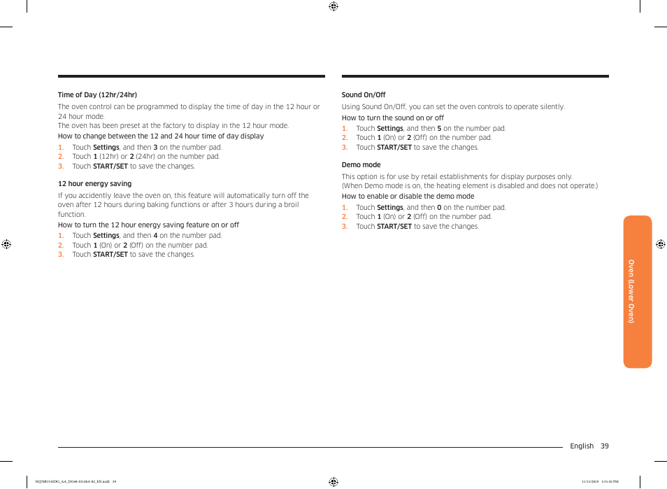 Samsung 30 Inch Microwave Combination Smart Wall Oven Owner Manual User Manual | Page 39 / 180