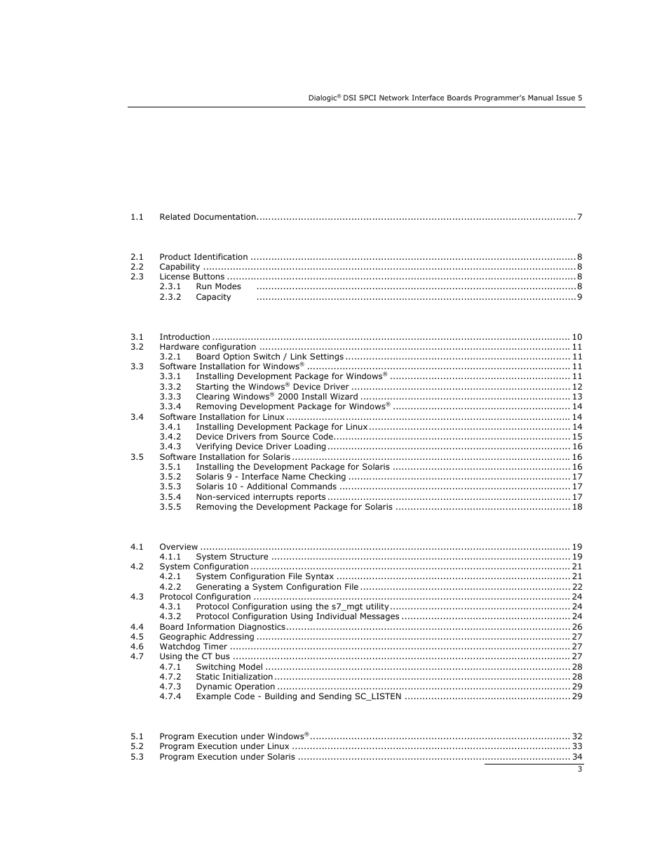 Dialogic DSI SPCI Network Interface Boards User Manual | Page 3 / 111