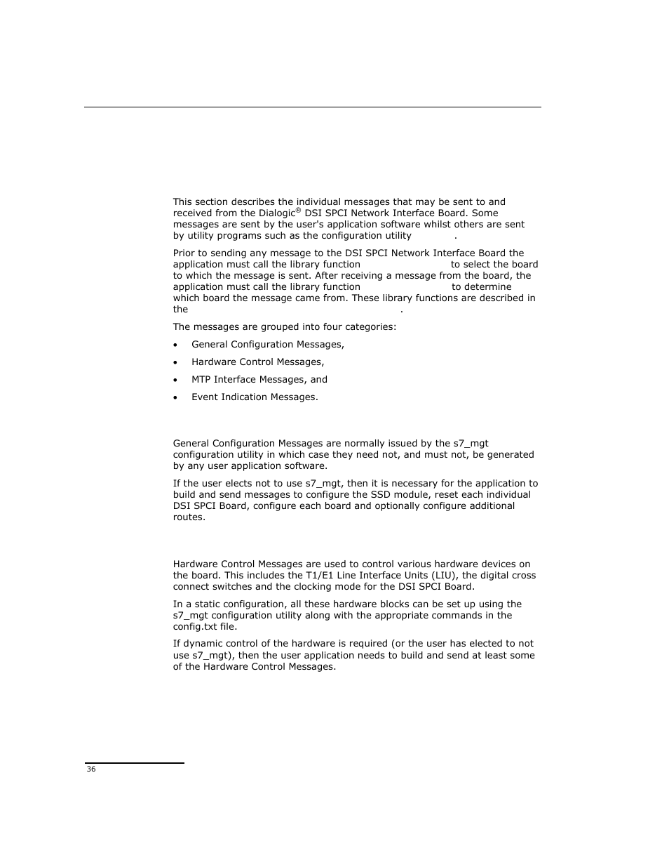 6message reference, 1 overview | Dialogic DSI SPCI Network Interface Boards User Manual | Page 36 / 111