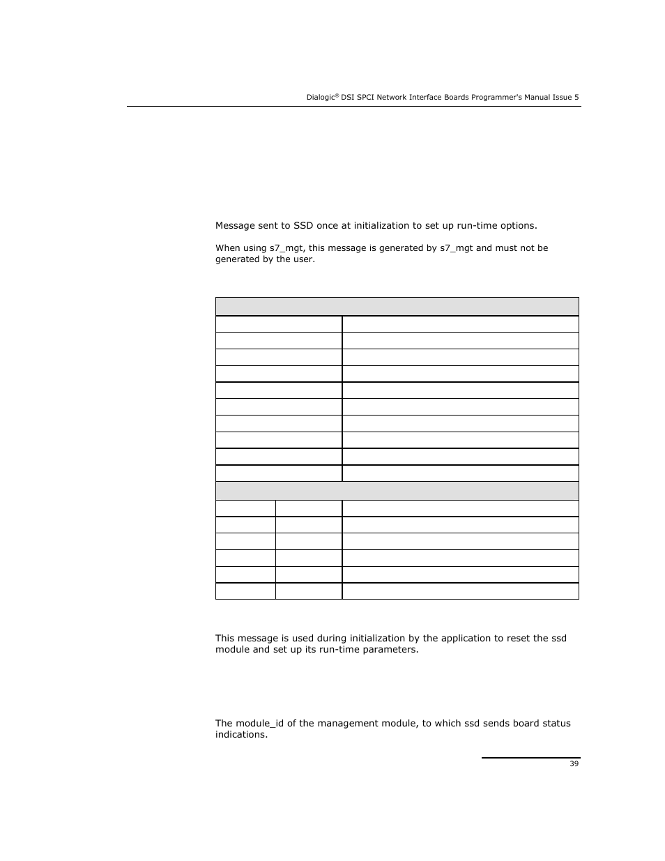 2 general configuration messages, 1 ssd reset request | Dialogic DSI SPCI Network Interface Boards User Manual | Page 39 / 111