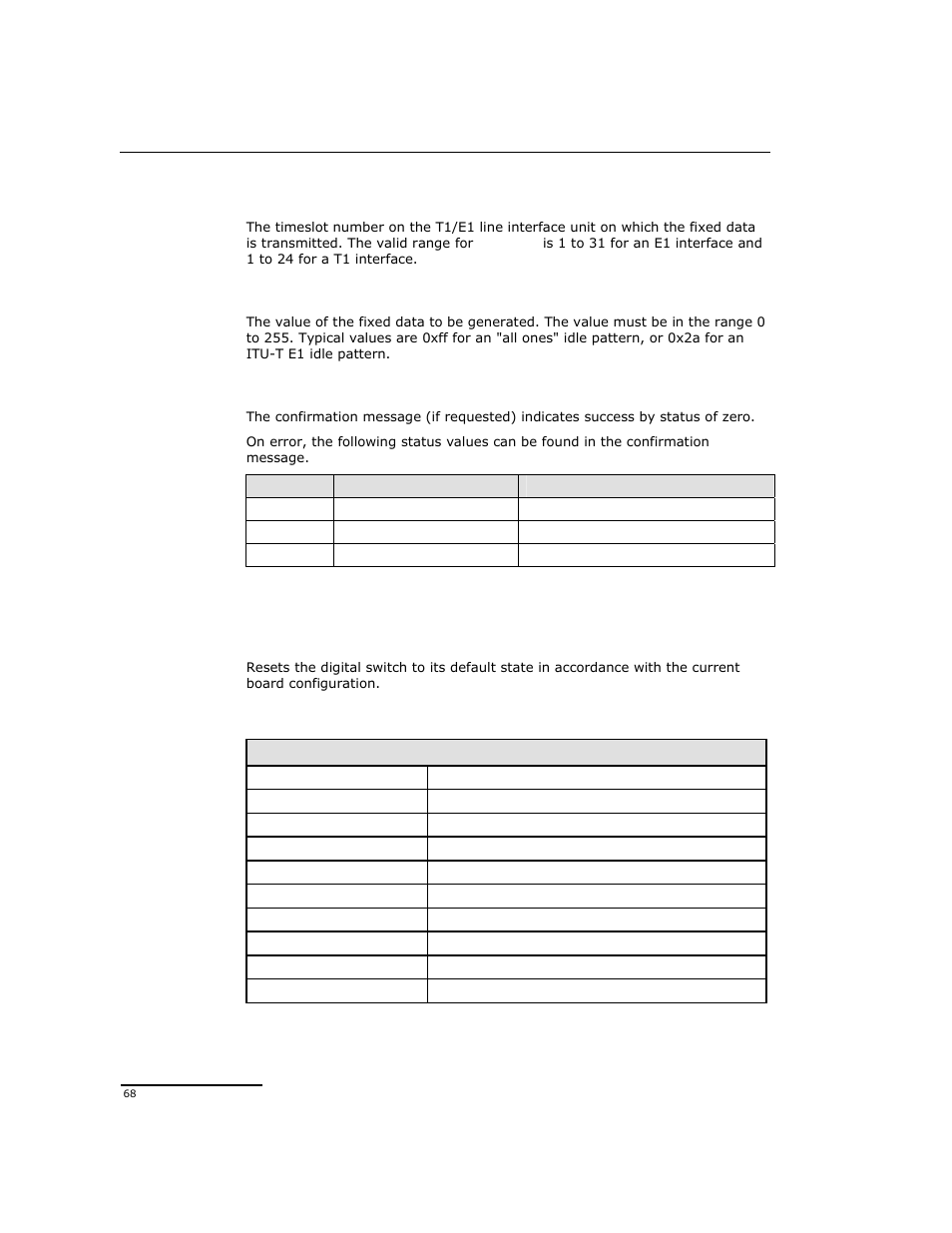 9 reset switch request | Dialogic DSI SPCI Network Interface Boards User Manual | Page 68 / 111