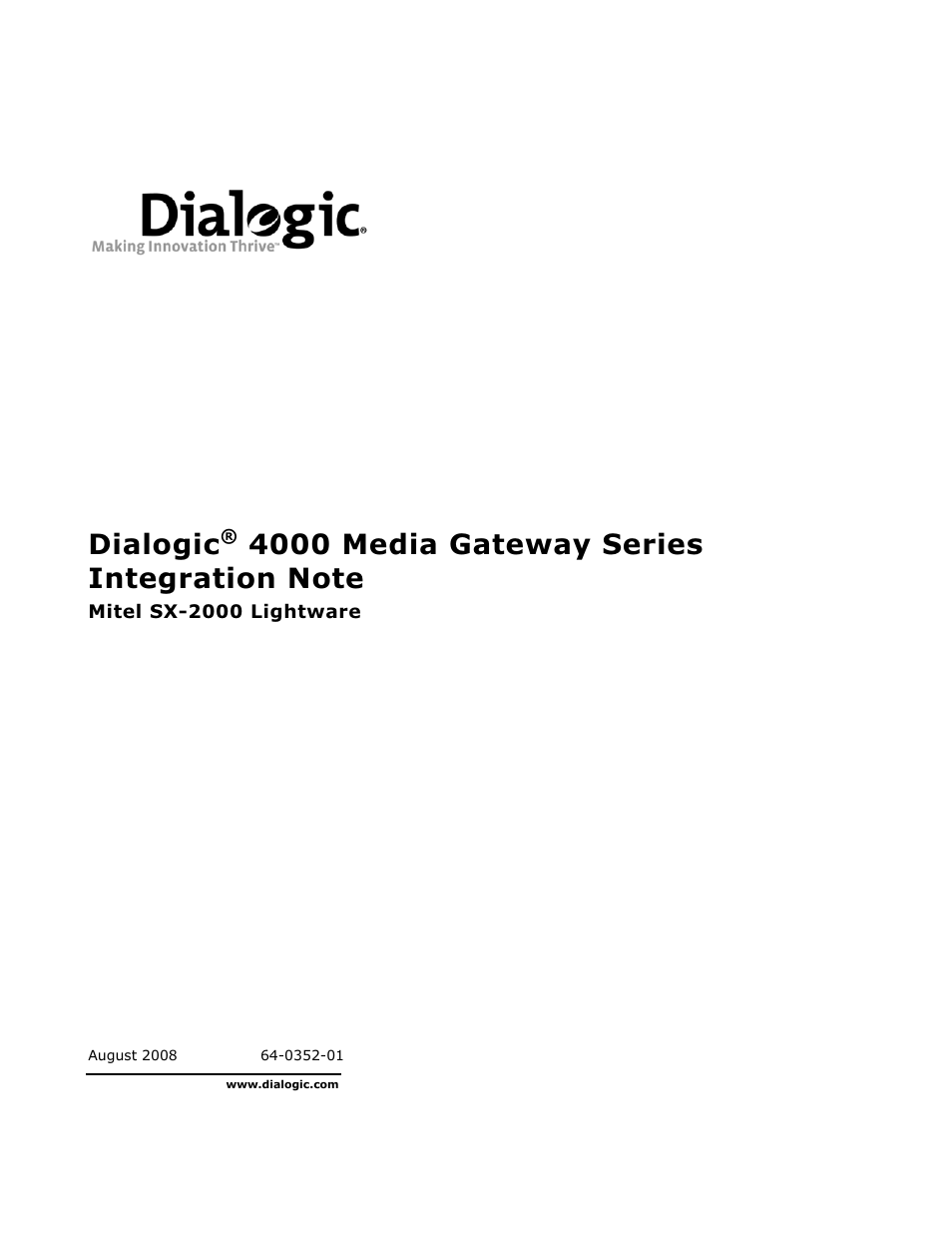 Dialogic Mitel SX-2000 User Manual | 70 pages