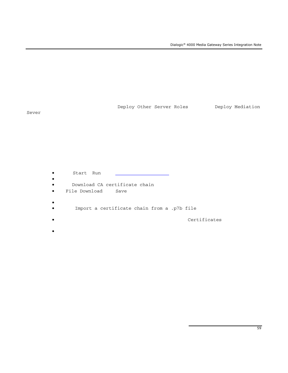 Microsoft, Mediation server installation and configuration, 1 installation | Dialogic Mitel SX-2000 User Manual | Page 59 / 70