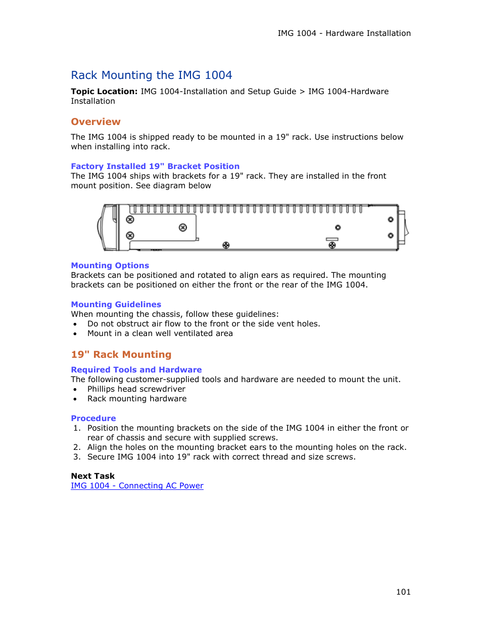 Rack mounting the img 1004 | Dialogic IMG 1004 User Manual | Page 109 / 169