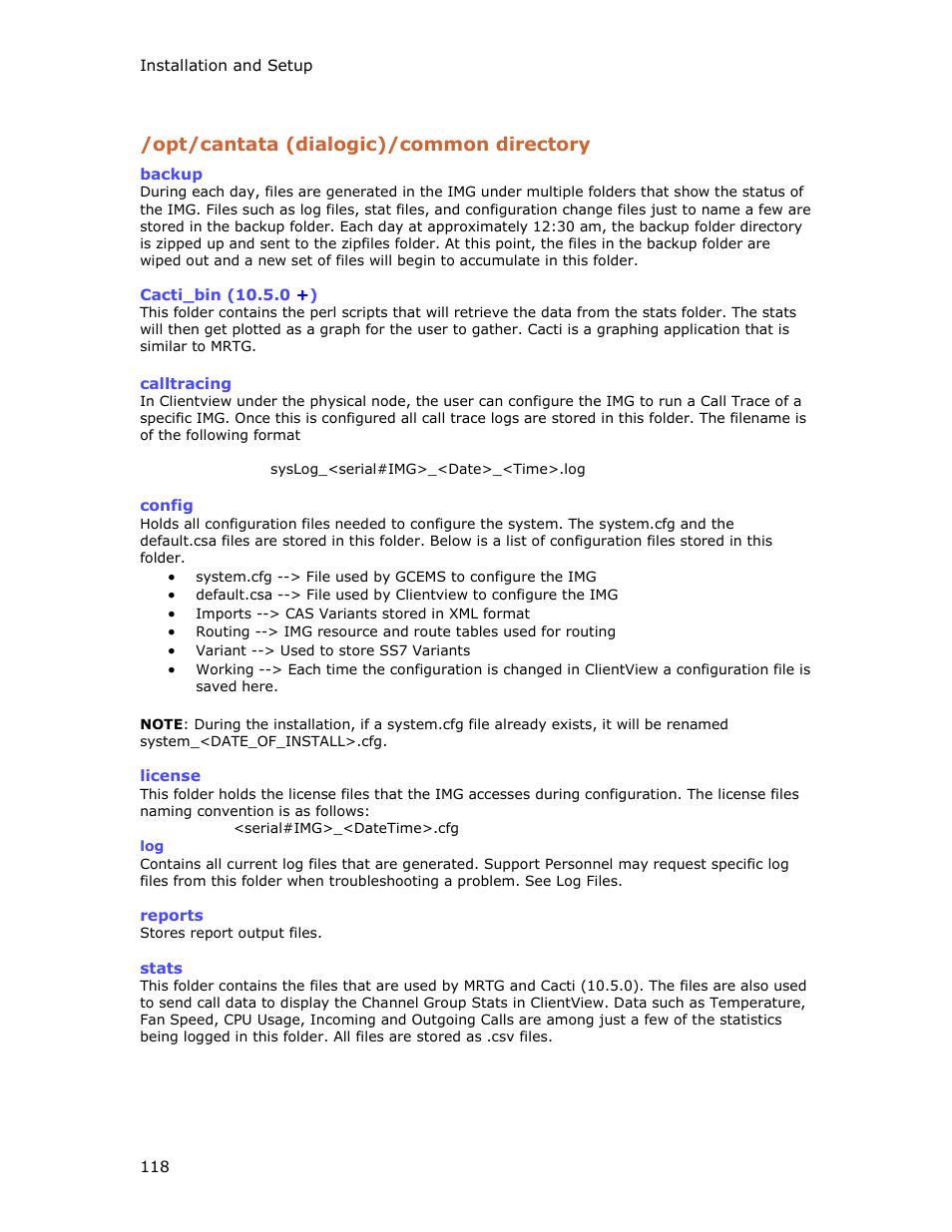 Opt/cantata (dialogic)/common directory | Dialogic IMG 1004 User Manual | Page 126 / 169