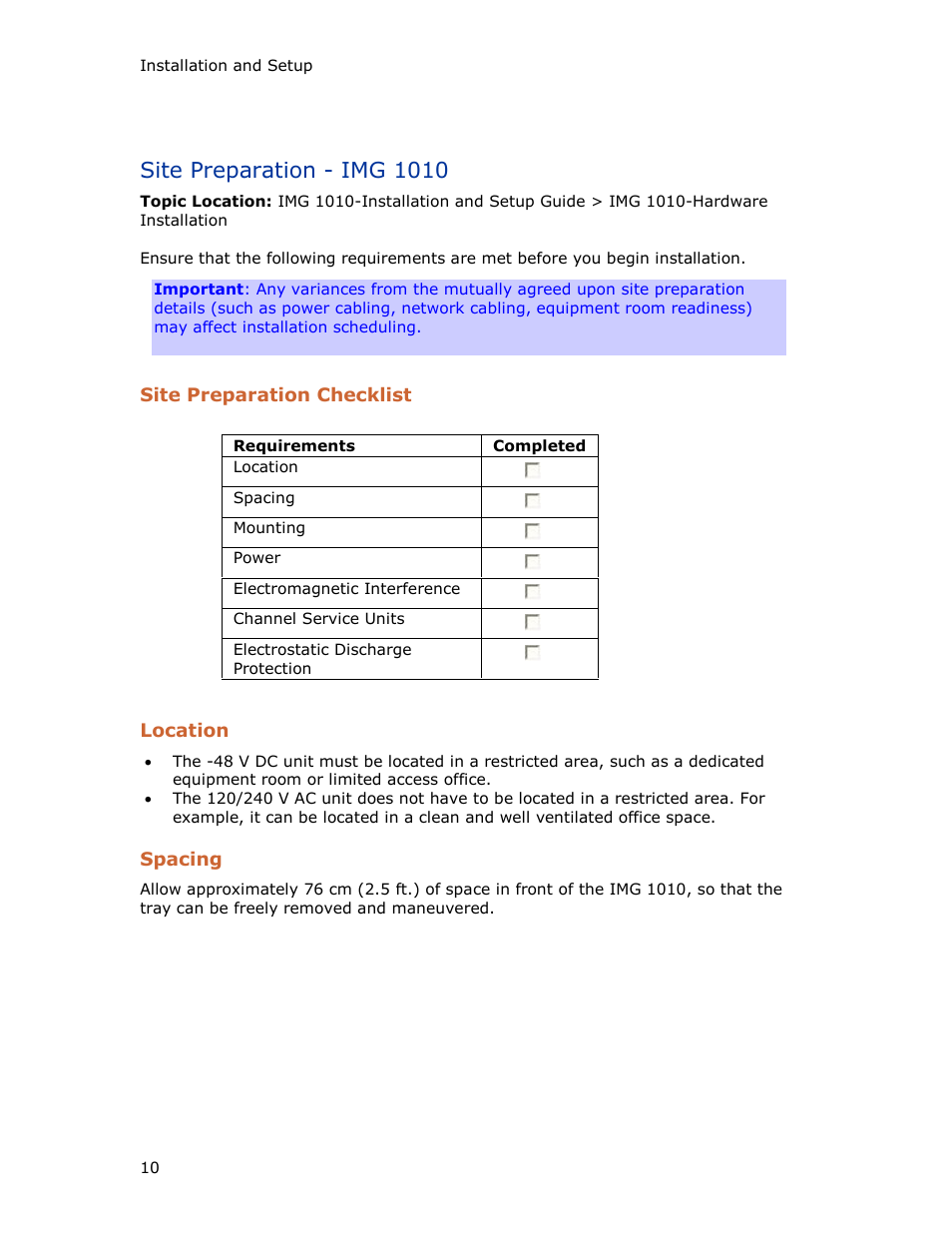 Site preparation - img 1010 | Dialogic IMG 1004 User Manual | Page 18 / 169