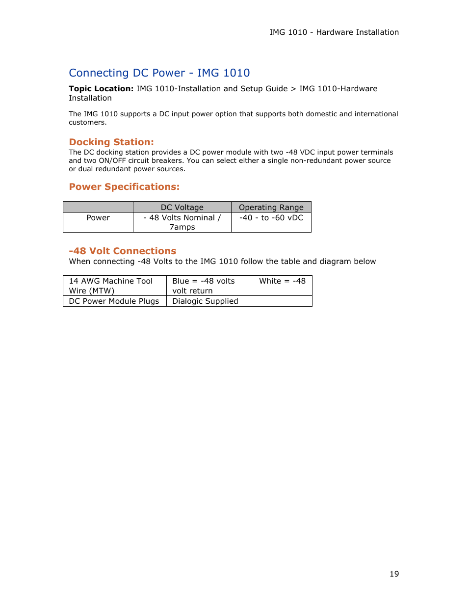 Connecting dc power - img 1010 | Dialogic IMG 1004 User Manual | Page 27 / 169