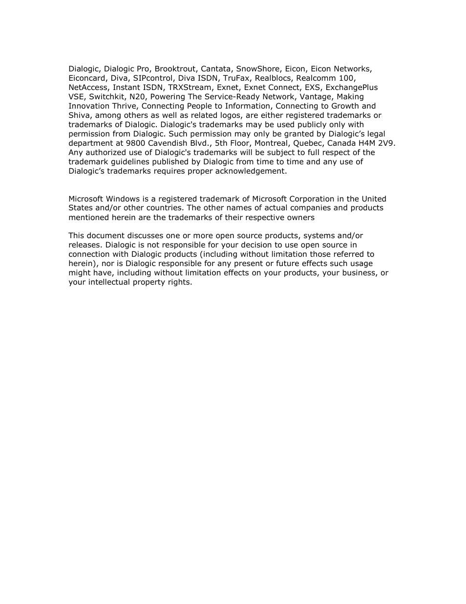 Dialogic IMG 1004 User Manual | Page 3 / 169