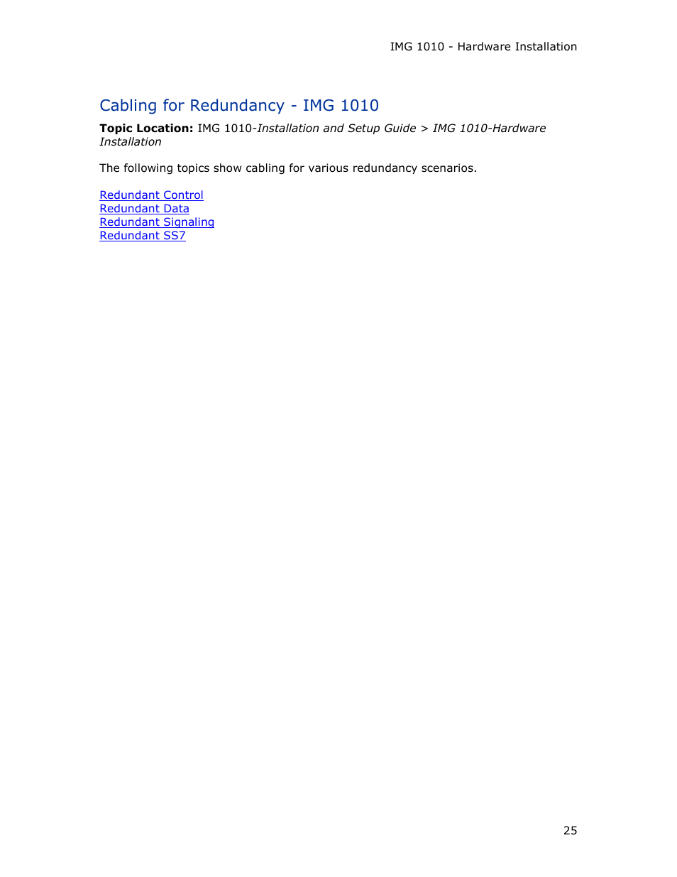 Cabling for redundancy - img 1010 | Dialogic IMG 1004 User Manual | Page 33 / 169