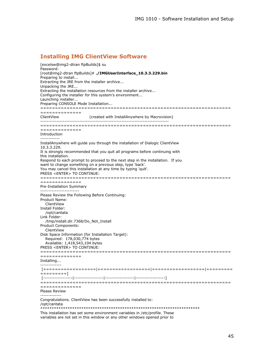 Installing img clientview software | Dialogic IMG 1004 User Manual | Page 53 / 169