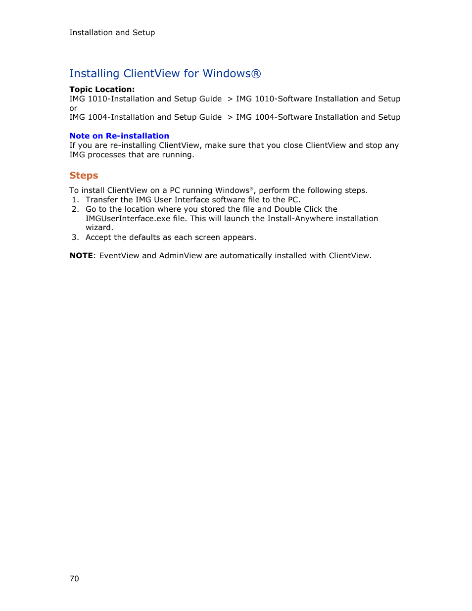 Installing clientview for windows | Dialogic IMG 1004 User Manual | Page 78 / 169