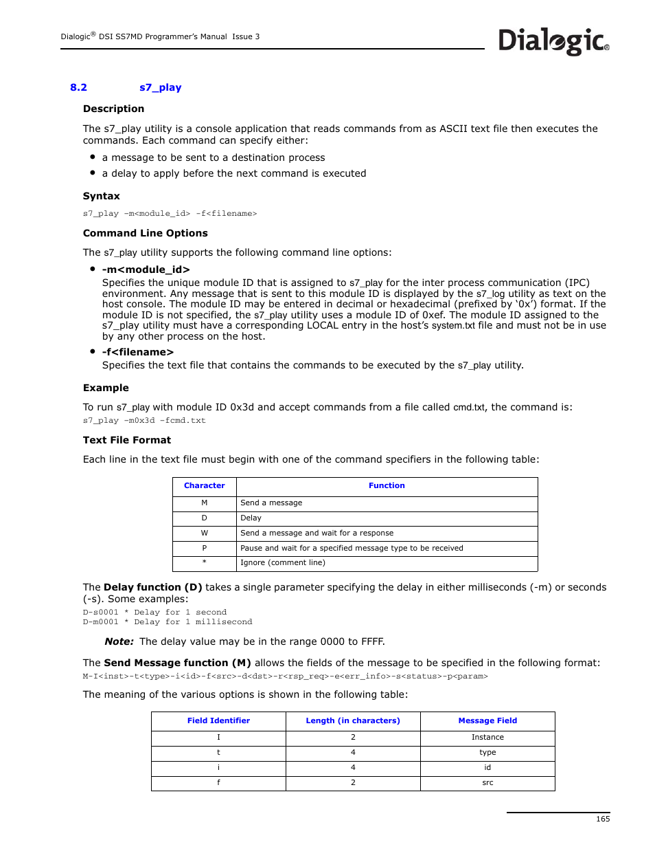 2 s7_play, S7_play, Efer to | Section 8.2, “s7_play, For more information | Dialogic DSI SS7MD User Manual | Page 165 / 191