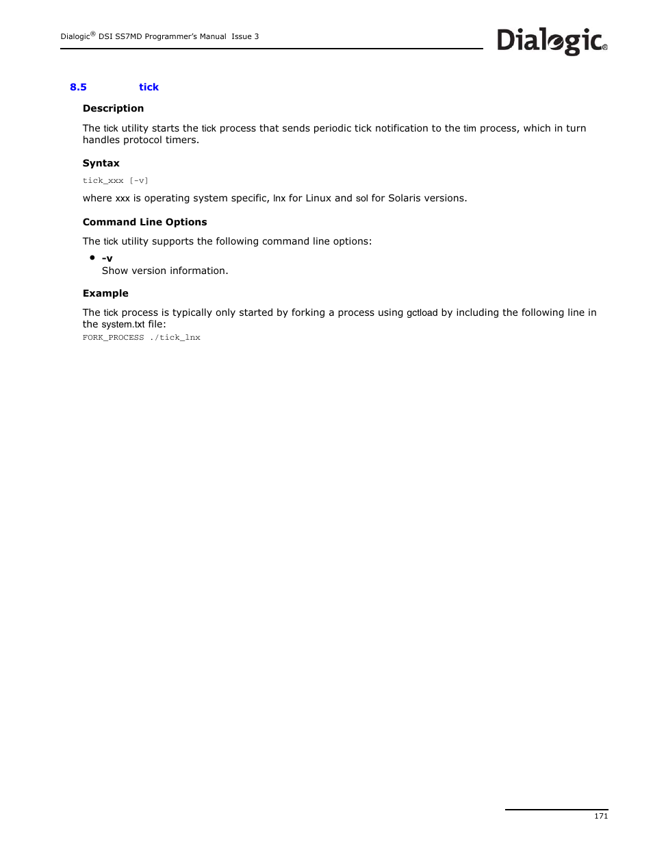 5 tick, Tick | Dialogic DSI SS7MD User Manual | Page 171 / 191