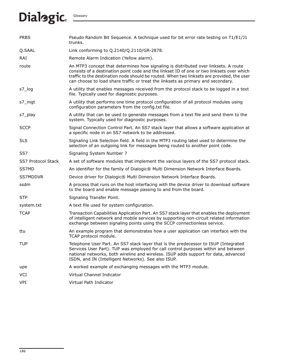 Dialogic DSI SS7MD User Manual | Page 186 / 191