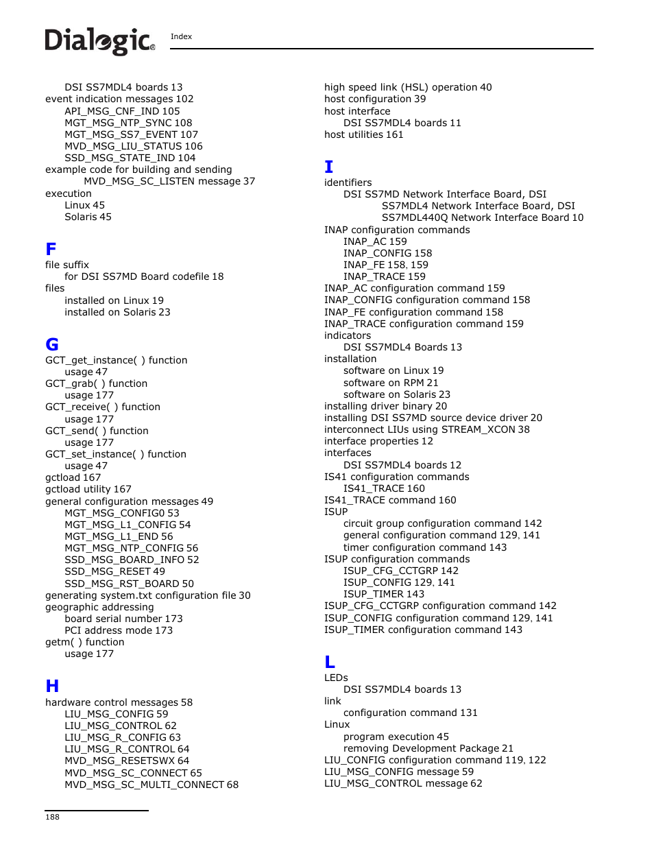 Dialogic DSI SS7MD User Manual | Page 188 / 191