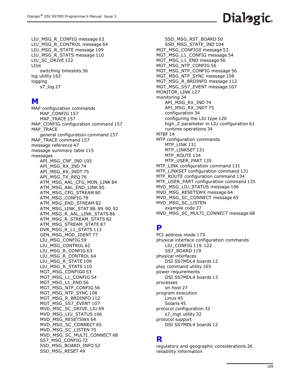 Dialogic DSI SS7MD User Manual | Page 189 / 191