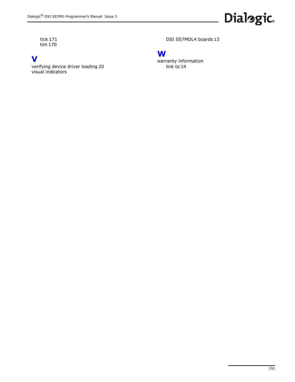 Dialogic DSI SS7MD User Manual | Page 191 / 191