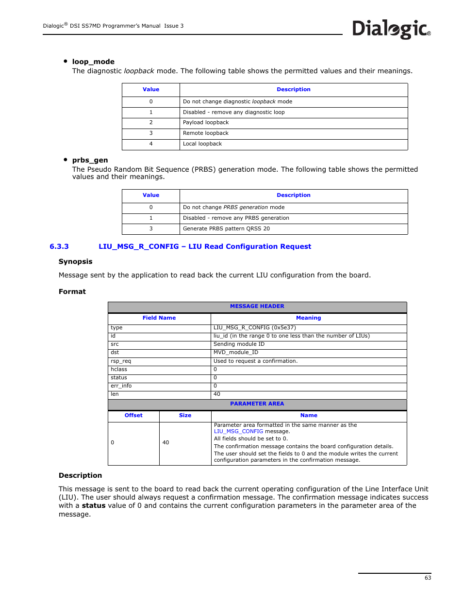 3 liu_msg_r_config, Liu_msg_r_config, Liu read configuration request | Dialogic DSI SS7MD User Manual | Page 63 / 191