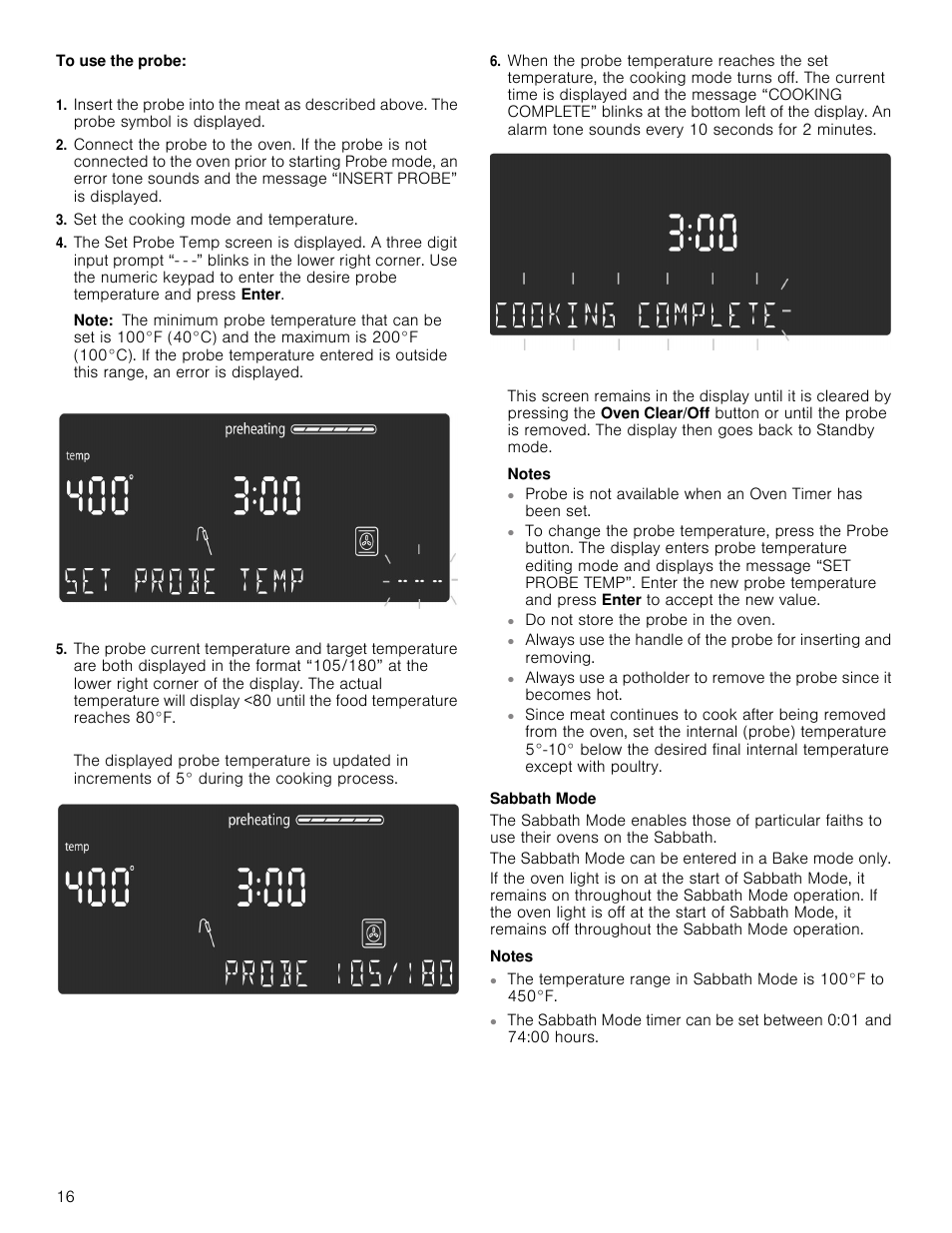 Set the cooking mode and temperature, Note, Notes | Sabbath mode | Bosch 800 Series 30 Inch Double Speed Combination Smart Electric Wall Oven Owners Manual User Manual | Page 16 / 76