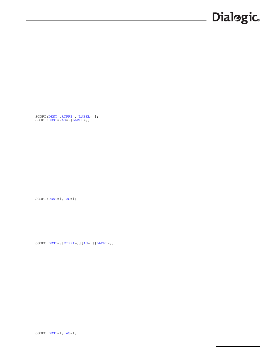 1 sgdpi, 2 sgdpc, Sgdpi | Signaling gateway destination point initiate, Sgdpc, Signaling gateway destination point change | Dialogic SS7G2X User Manual | Page 107 / 170