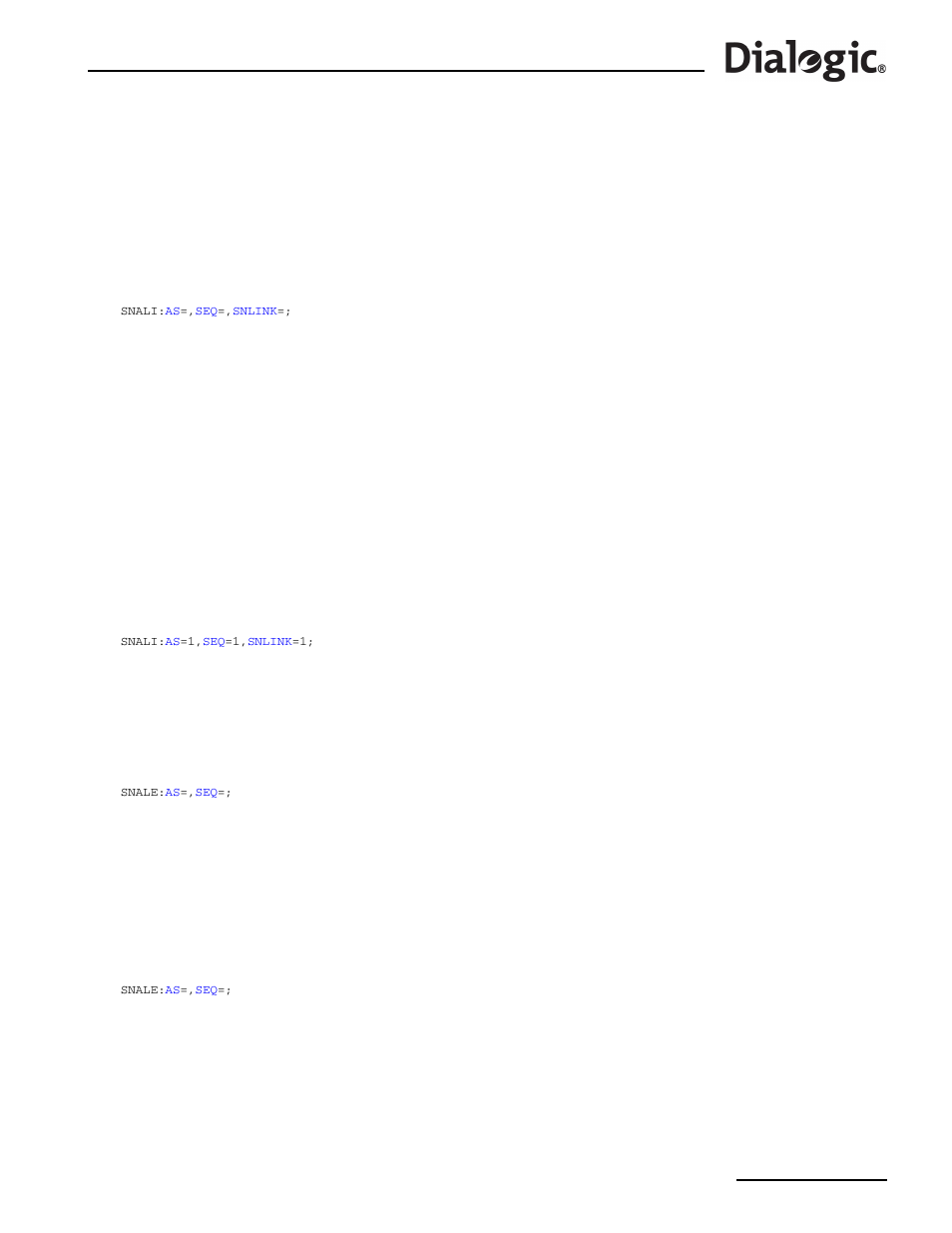 1 snali, 2 snale, 1 snali – sigtran application server list initiate | 2 snale – sigtran application server list end, Snali, Sigtran application server list initiate, Snale, Sigtran application server list end | Dialogic SS7G2X User Manual | Page 115 / 170
