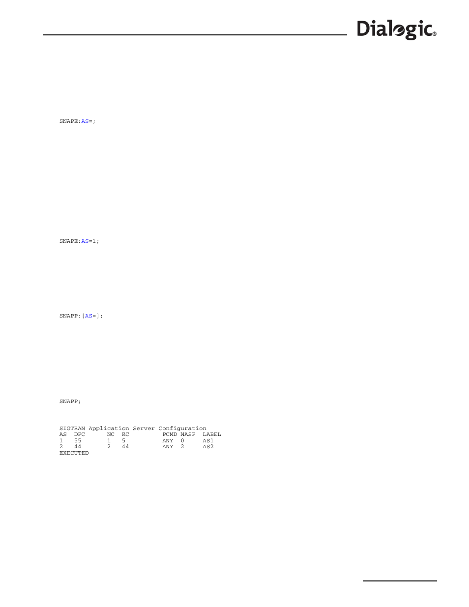 5 snape, 6 snapp, 5 snape – sigtran application server end | 6 snapp – sigtran application server print, Snape, Sigtran application server end, Snapp, Sigtran application server print | Dialogic SS7G2X User Manual | Page 117 / 170