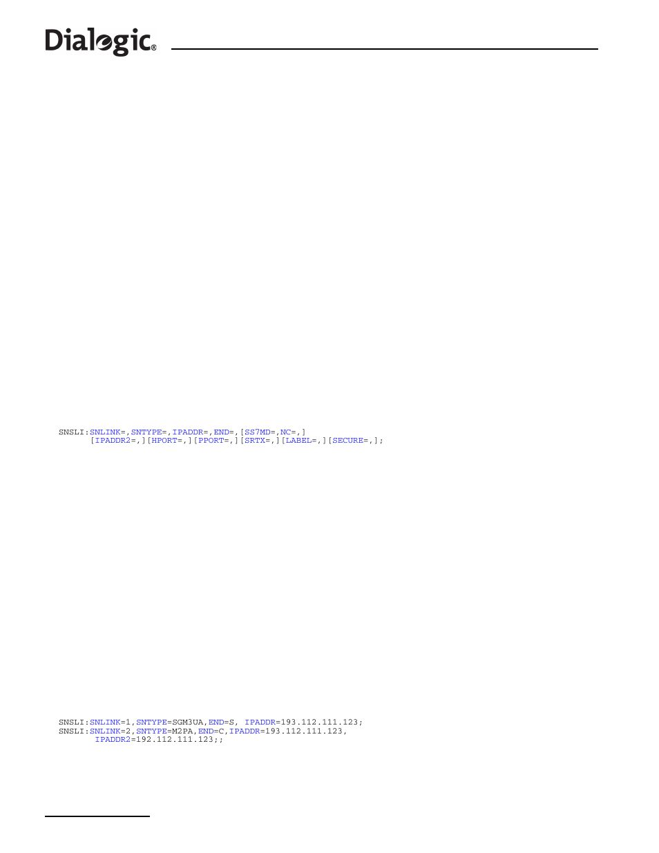 10 snsli, 10snsli – sigtran signaling link initiate, Snsli | Sigtran signaling link initiate | Dialogic SS7G2X User Manual | Page 120 / 170