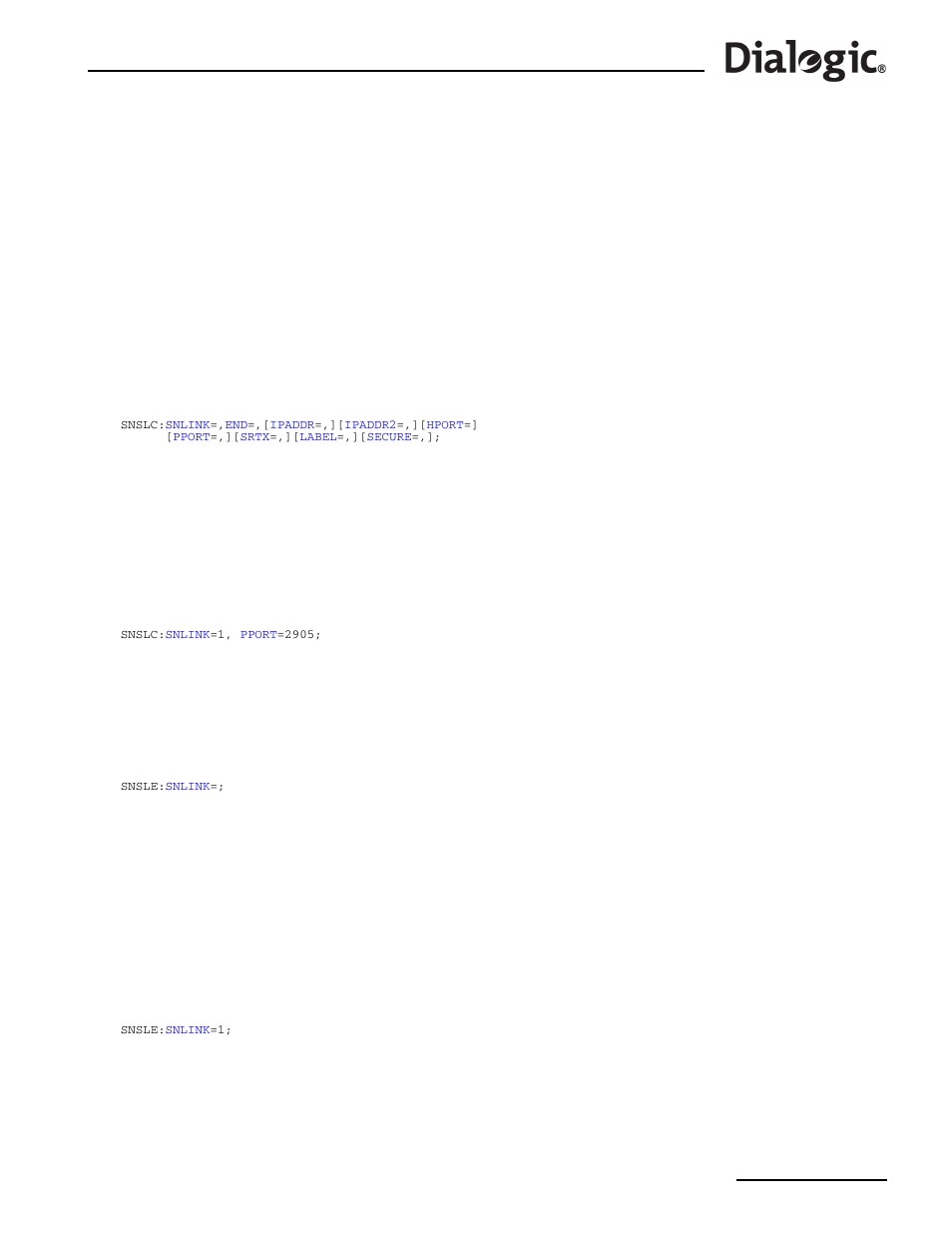 11 snslc, 12 snsle, 11snslc – sigtran signaling link change | 12snsle – sigtran signaling link end, Snslc, Sigtran signaling link change, Snsle, Sigtran signaling link end | Dialogic SS7G2X User Manual | Page 121 / 170