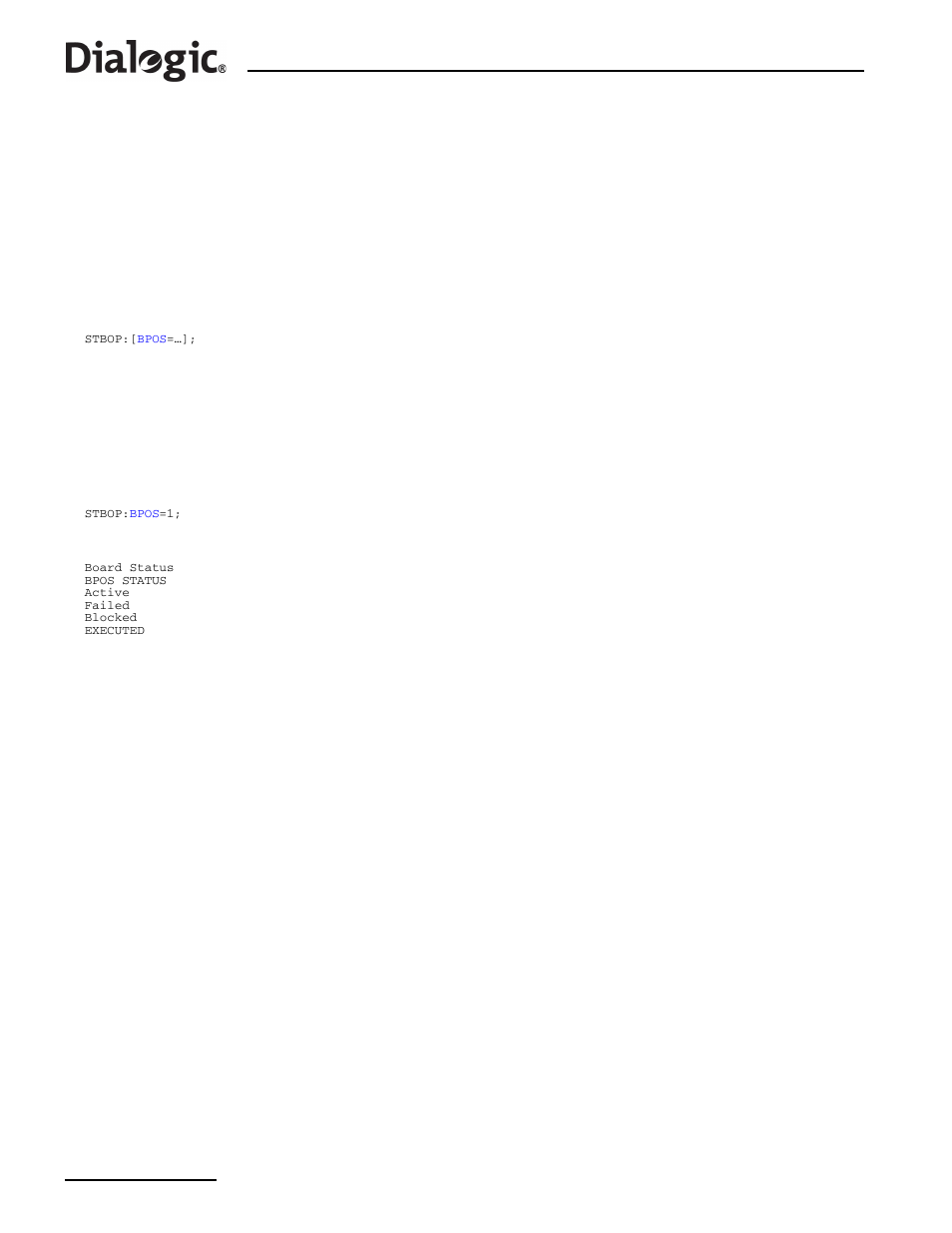 3 stbop, 3 stbop – status board print, Stbop | Status board print | Dialogic SS7G2X User Manual | Page 126 / 170