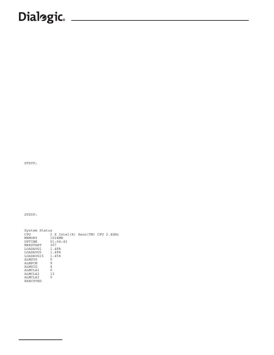 11 stsyp, 11stsyp – status system print | Dialogic SS7G2X User Manual | Page 134 / 170