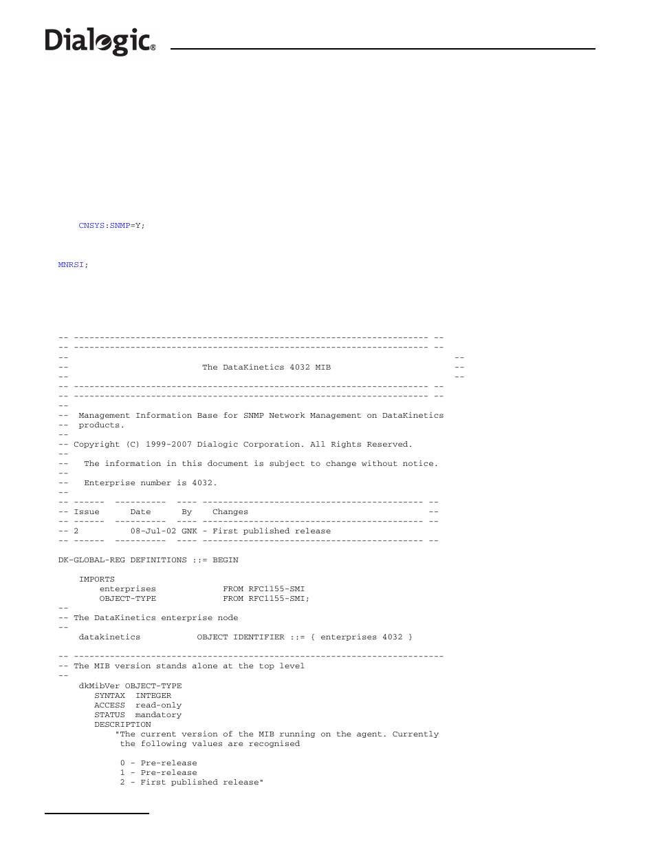Chapter 10: ss7g2x snmp mib, Ss7g2x snmp mib, Chapter 10, “ss7g2x snmp mib | For m, Ed in | Dialogic SS7G2X User Manual | Page 158 / 170